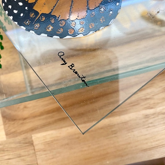 Rare! Vintage Monarch Butterfly Glass Trinket Jewelry Box Amy Brenton Danacco - Picture 6 of 7